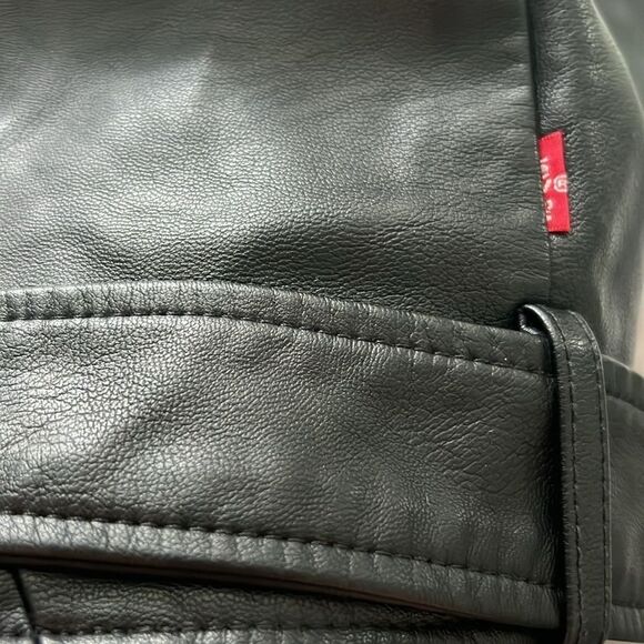 NWT Levi's  Faux Leather Belted Motorcycle Jacket - Black - Picture 13 of 16